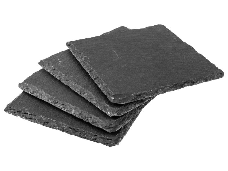 COCON Kerzenuntersetzer 10 x 10 cm, Schiefer, Schwarz, 4 St Untersetzer aus Schiefer für Kerzen