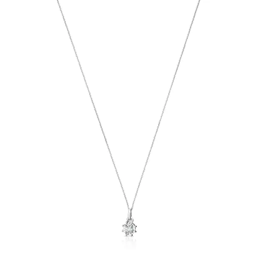 Colar médio em formato de roseta, em ouro branco e diamantes, Les Classiques