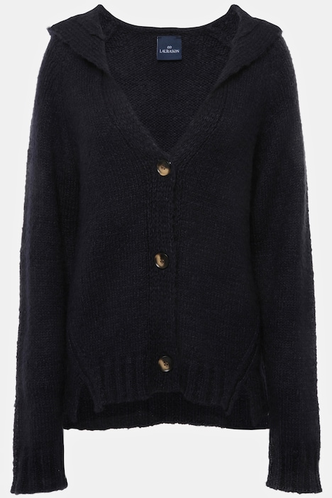 Strickjacke, Kapuze, Raglan-Langarm
