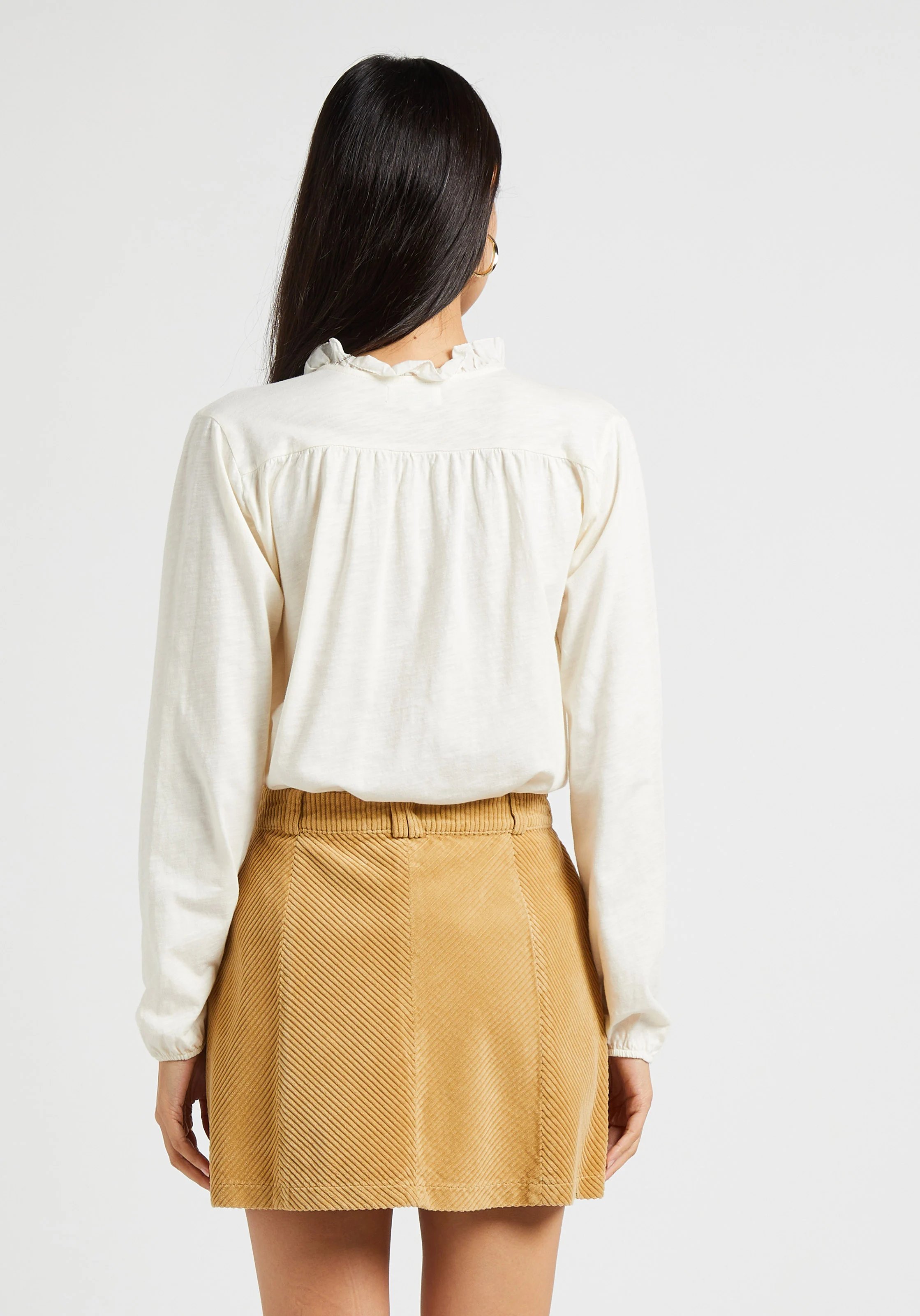 Top col v en coton biologique | Blanc