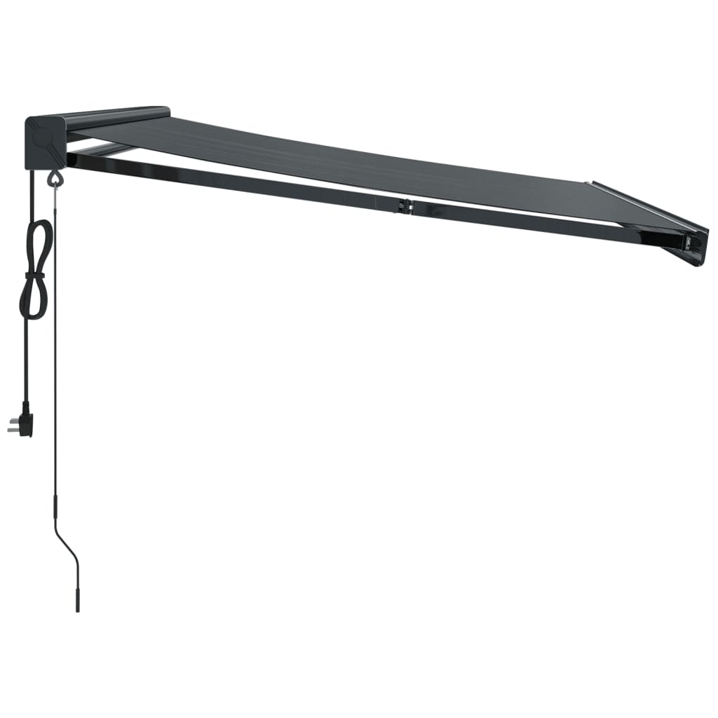 Auvent rétractable anthracite 3x2,5 m tissu et aluminium