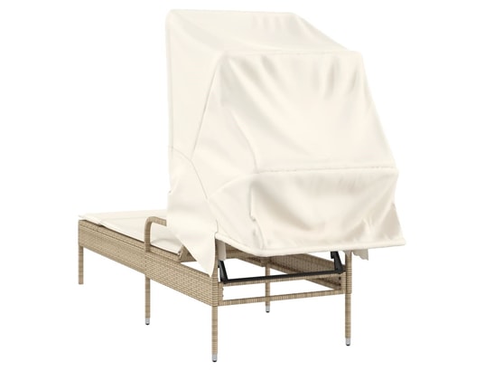 VIDAXL - Bain de soleil Chaise longue avec auvent beige résine tressée