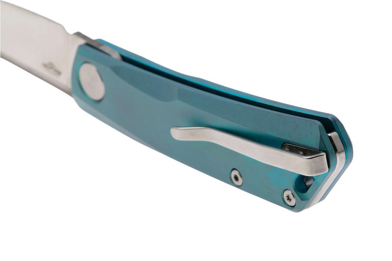 Real Steel Luna TS 7001TS06 Satin N690, Cyan Monochrome Titanium, zakmes, Jakub Wieczorkiewicz design