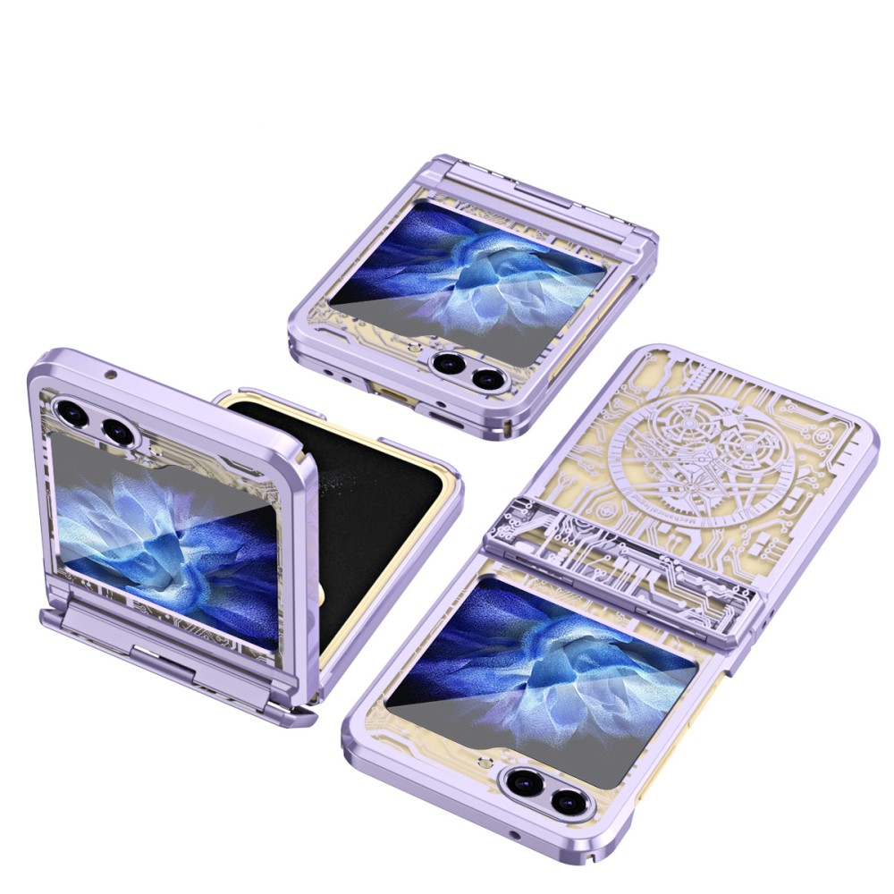 Samsung Galaxy Z Flip7 FE / Z Flip6 5G Hybrid Hardcase Hülle Galvanisierter Rahmen Mechanisches Design - Lila