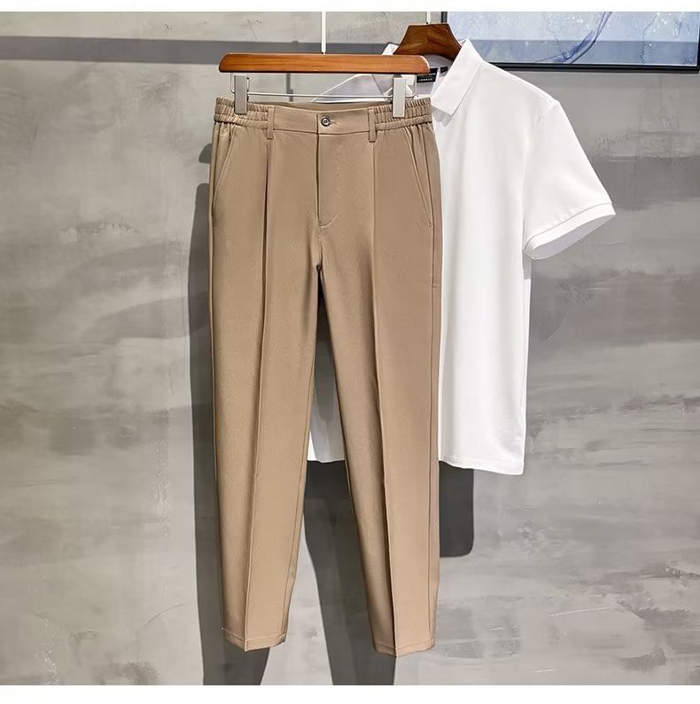 Maxelane - Effen rechte broek met elastische taille (verschillende ontwerpen)