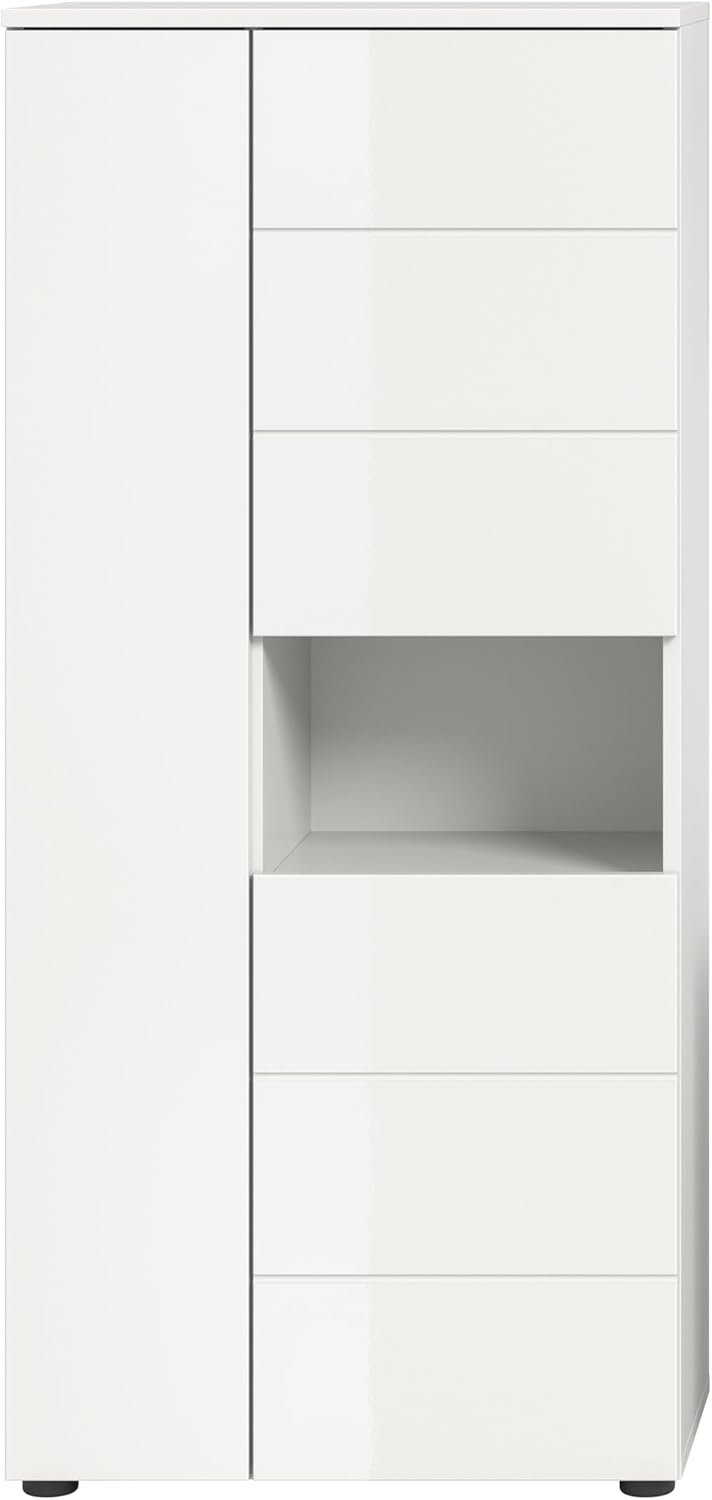 xonox.home Bad Vira X2LA9717 Standschrank Schrank Badschrank in weiß Hochglanz tiefzieh, ca. 60x133x34 cm