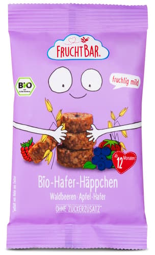 FruchtBar Bio Hafer-Häppchen Waldbeeren, Apfel, Hafer