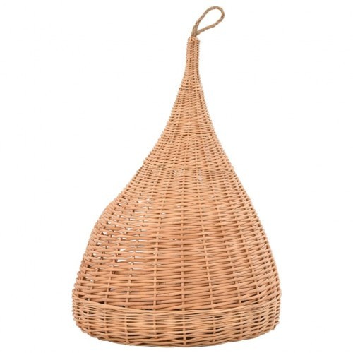 Casinha de gato em formato de tipi na cor natural com almofada.