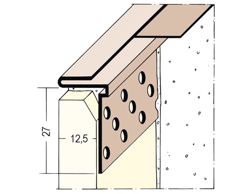 PROTEKTOR hard PVC-aansluitprofiel voor gipsplaatconstructie vanaf 12,5 mm voor pleisterdikte 1 mm 3000 x 27 x 12,5 mm Verpakking = 35 stuks