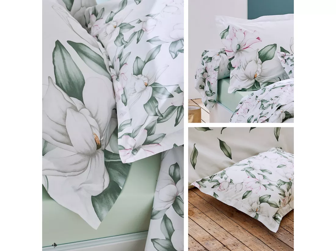 Housse de couette 280x240 cm percale coton MAGNOLIA vert sauge