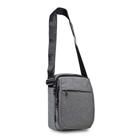Sacoche homme textile gris 8.3x19x24cm