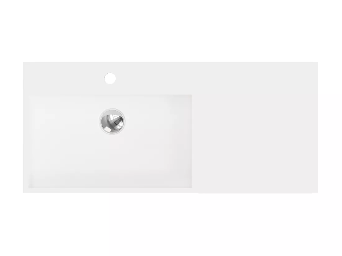 Plan vasque suspendu en solid surface avec porte serviettes - Blanc - L90 x l40 x H17 cm - GANDAKI