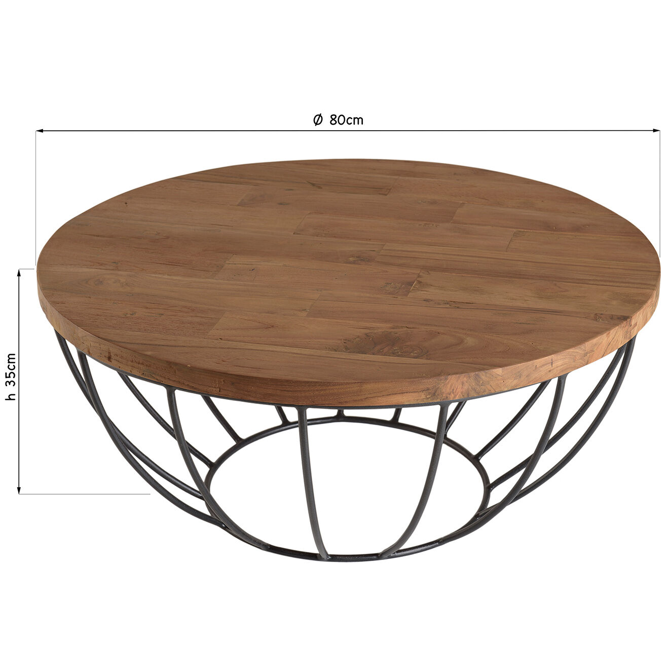 Macabane Table basse Sixtine bois naturel  - D.80xH.35 cm