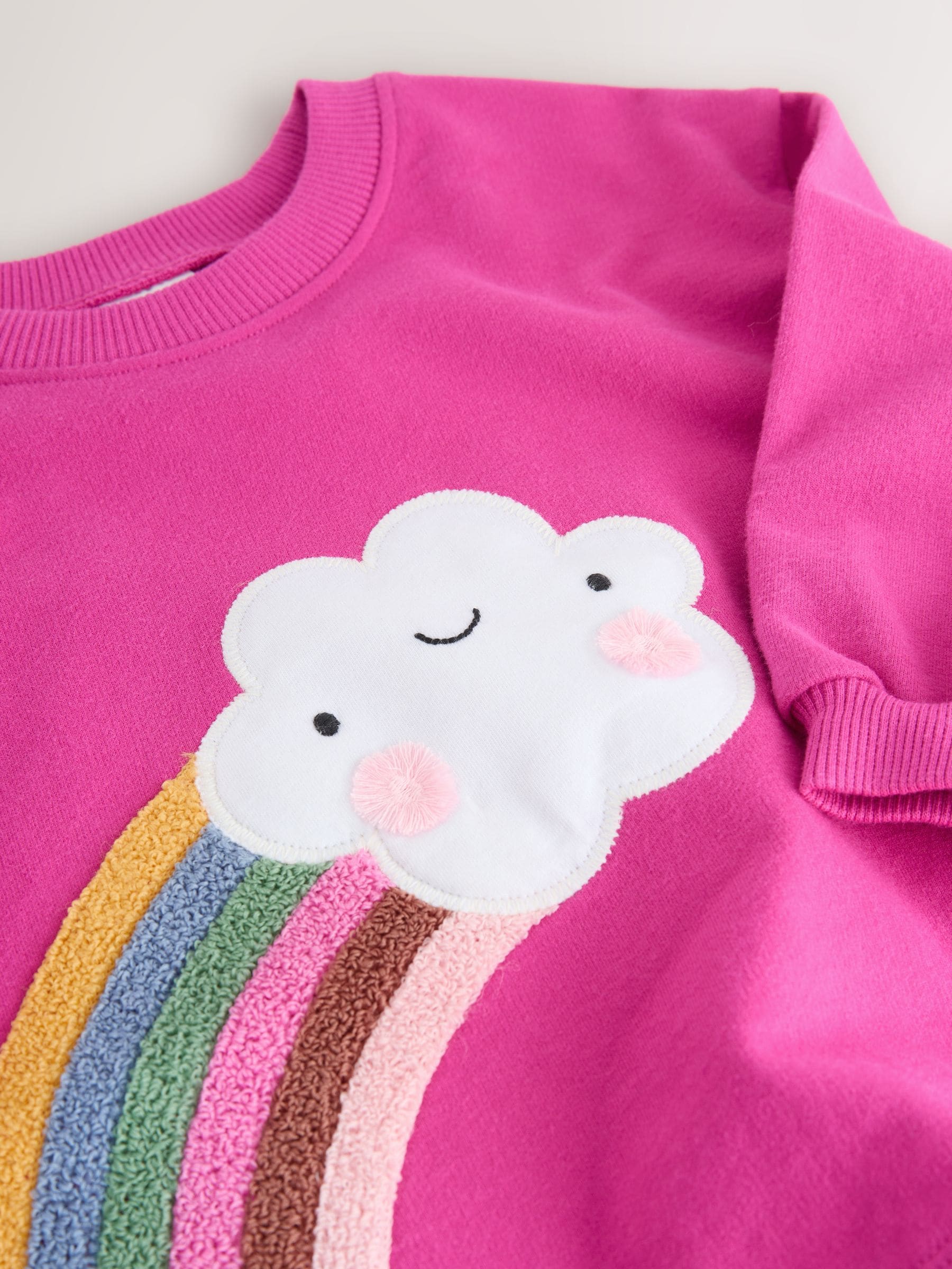 Roze regenboog met wolk en figuurtje - T-shirt met lange mouwen (3 mnd-7 jr)