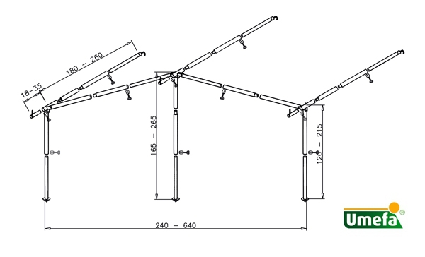 Gestänge Bungalow Alu