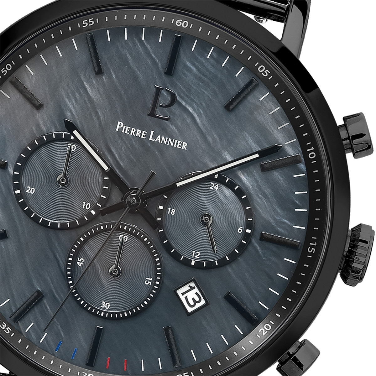 Montre PIERRE LANNIER Baron homme chronographe bracelet acier noir