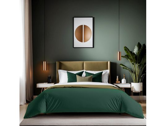 CONCEPT1 - Housse de couette Tonne 220x240cm 155 fils/cm vert foncé