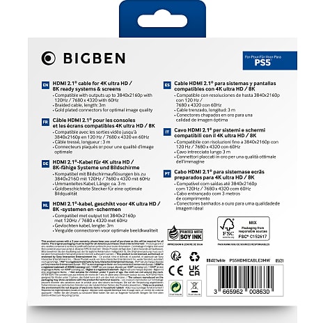 PlayStation 5 HDMI kabel 3 meter - hvid