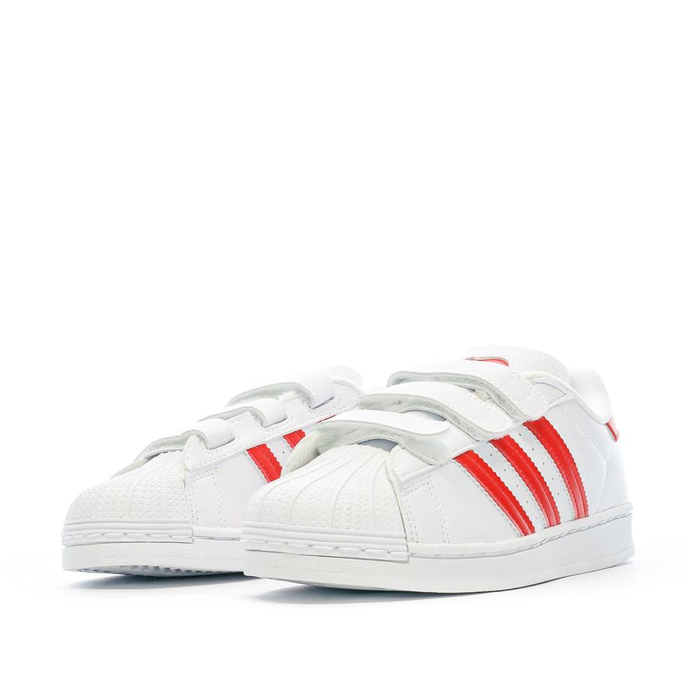 Adidas Baskets Blanches/Rouge Fille Adidas Superstar C FZ0643