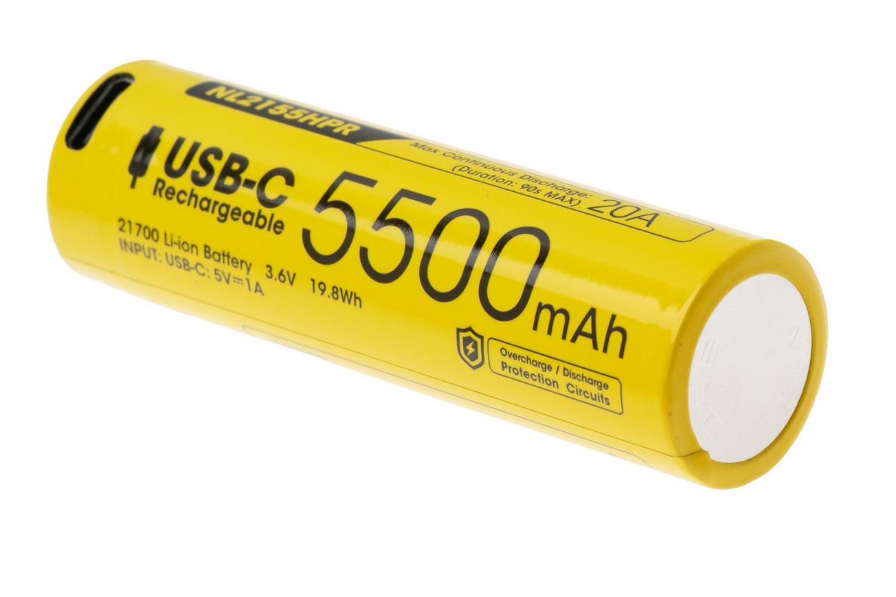 Nitecore NL2155HPR USB-C oplaadbare 21700 Li-ion accu, 5500 mAh