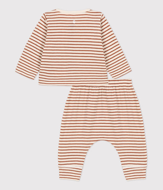 Ensemble 2 pièces bébé à rayures en tubique en coton