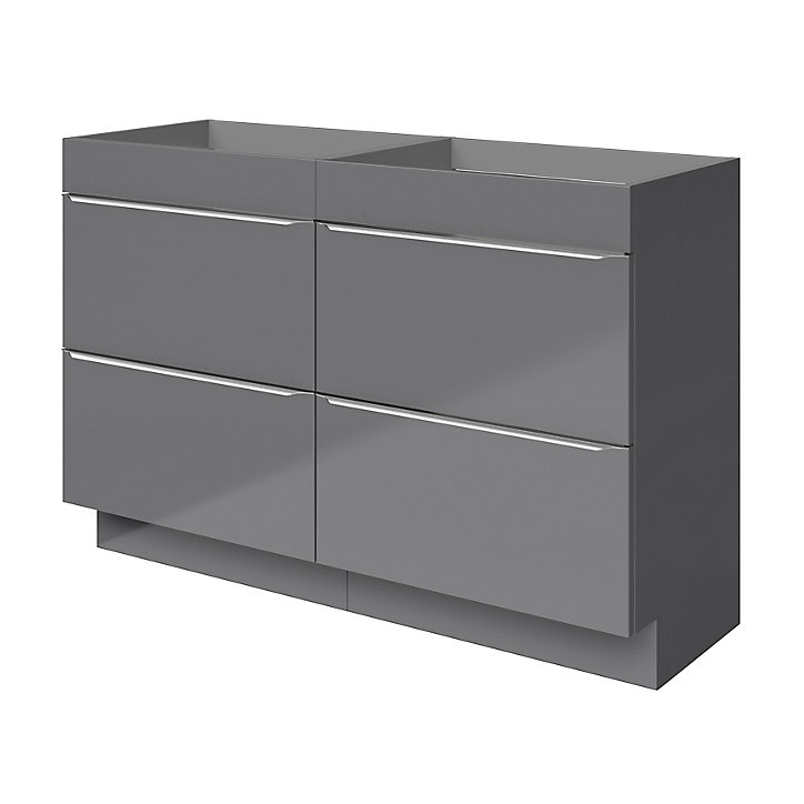 Meuble sous vasque à poser GoodHome Imandra gris brillant L. 120 x H. 82 x P. 45 cm