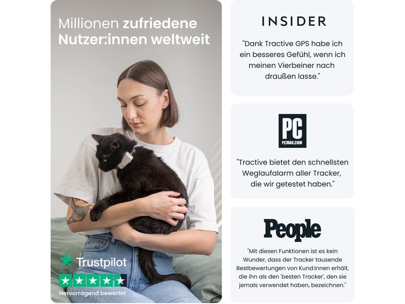tractive GPS-Tracker CAT Mini LTE, Braun GPS Tracker für Katzen