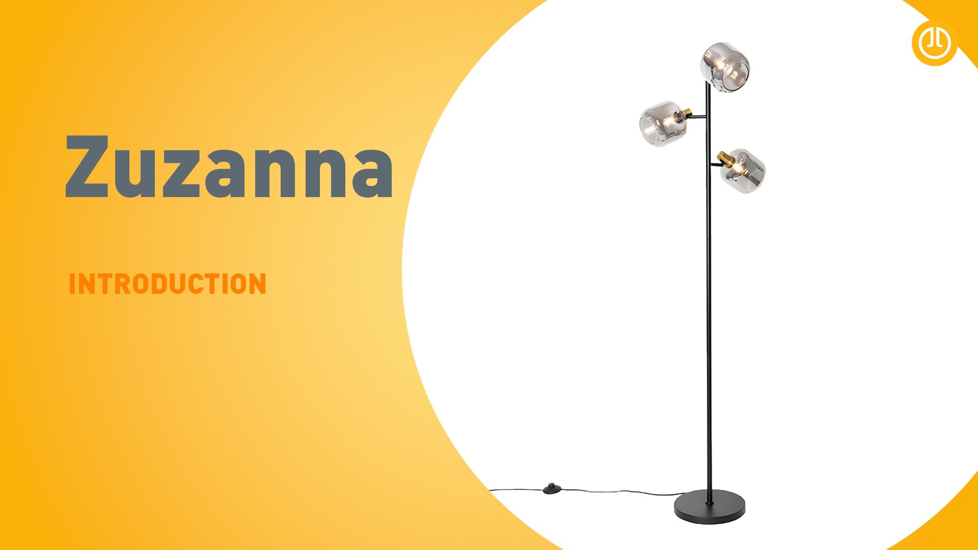 Vloerlamp zwart met goud met smoke glas 2-lichts - Zuzanna