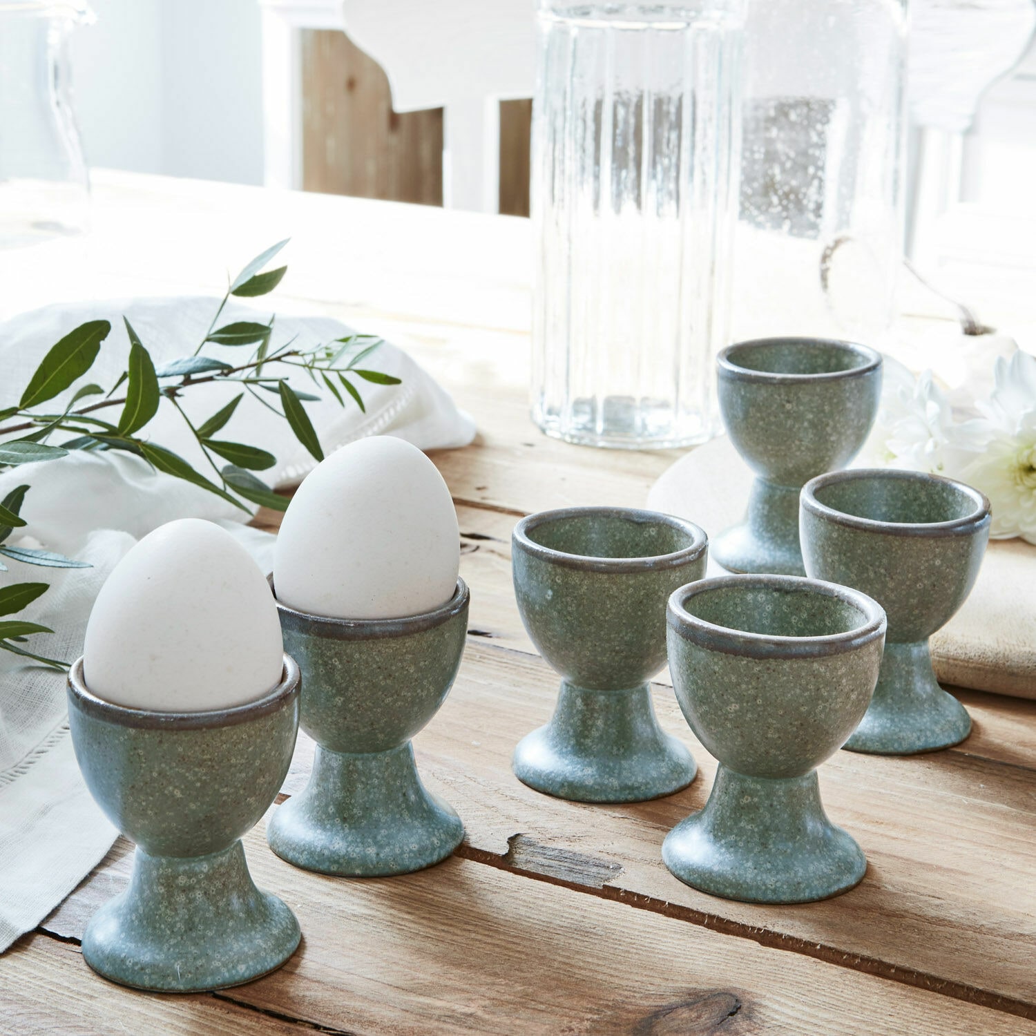 Eierbecher 6er Set Biarré türkis/braun