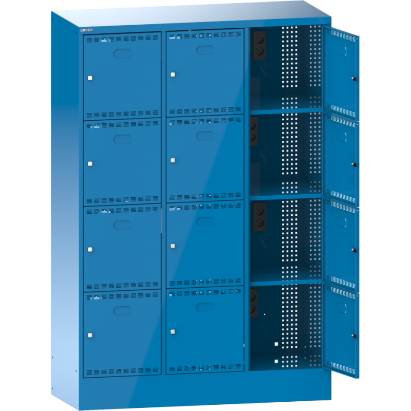 Lista - Armoire à casier avec prises électriques - H 179,5 x L 120,5 x P 58,5 cm - 12 cases