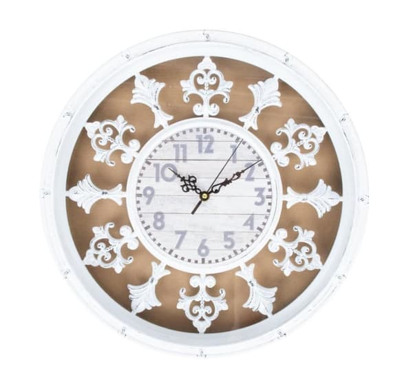 Veggklokke ORNAMENT D44cm, hvit