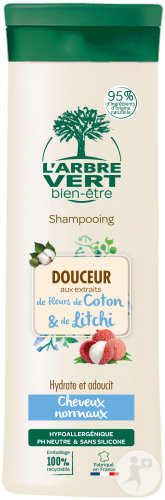 L'Arbre Vert Bien-Être Shampoing Douceur Fleur De Coton Et Litchi Pour Toute La Famille Flacon 250ml