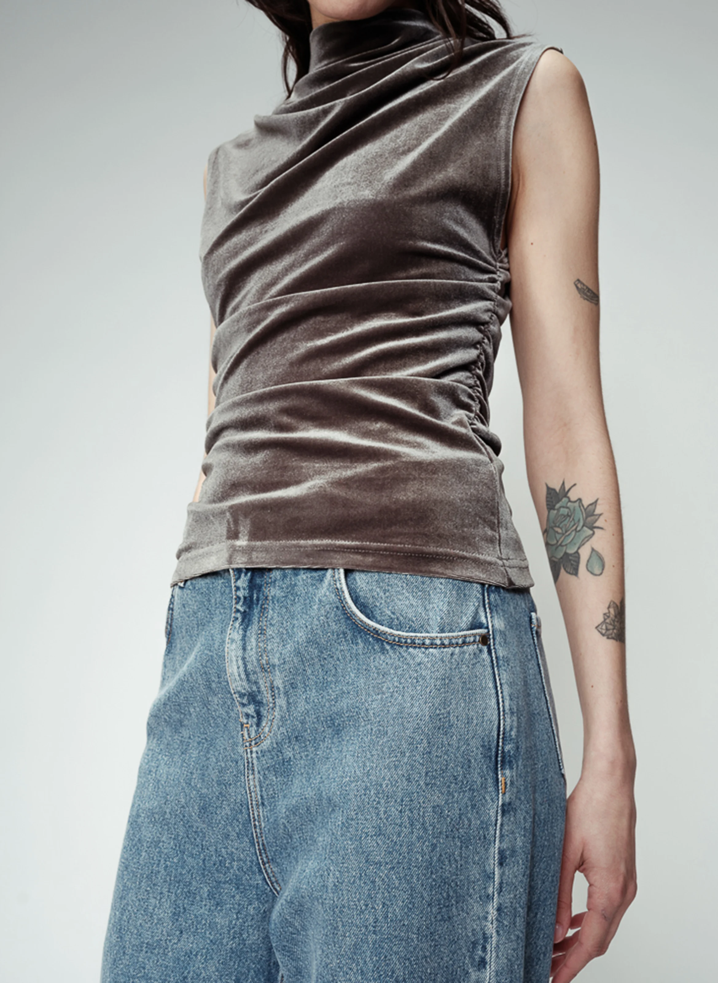 ODESSA - Top col rond drapé | Gris