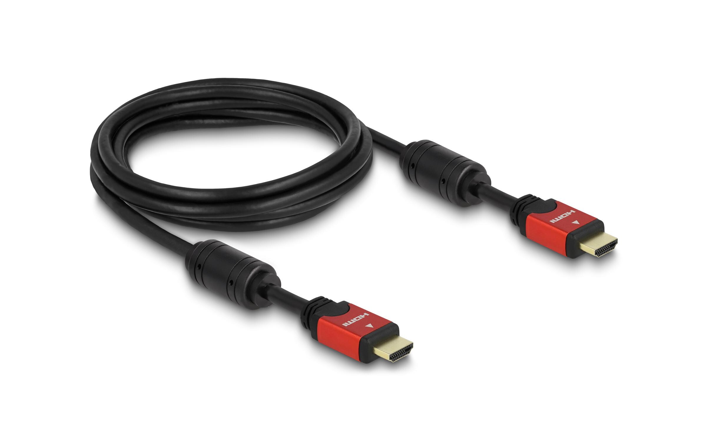 Kabel 4K 30Hz HDMI - HDMI, 2 m, Rot/SchwarzDelock HDMI Kabel 4K 30 Hz 2 m