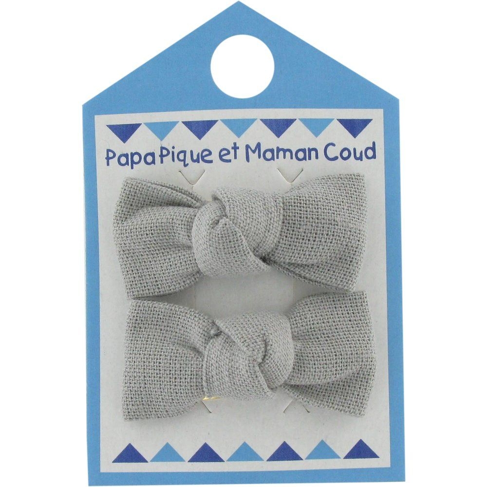 Barrettes Clic-Clac Petits Noeuds Gris
