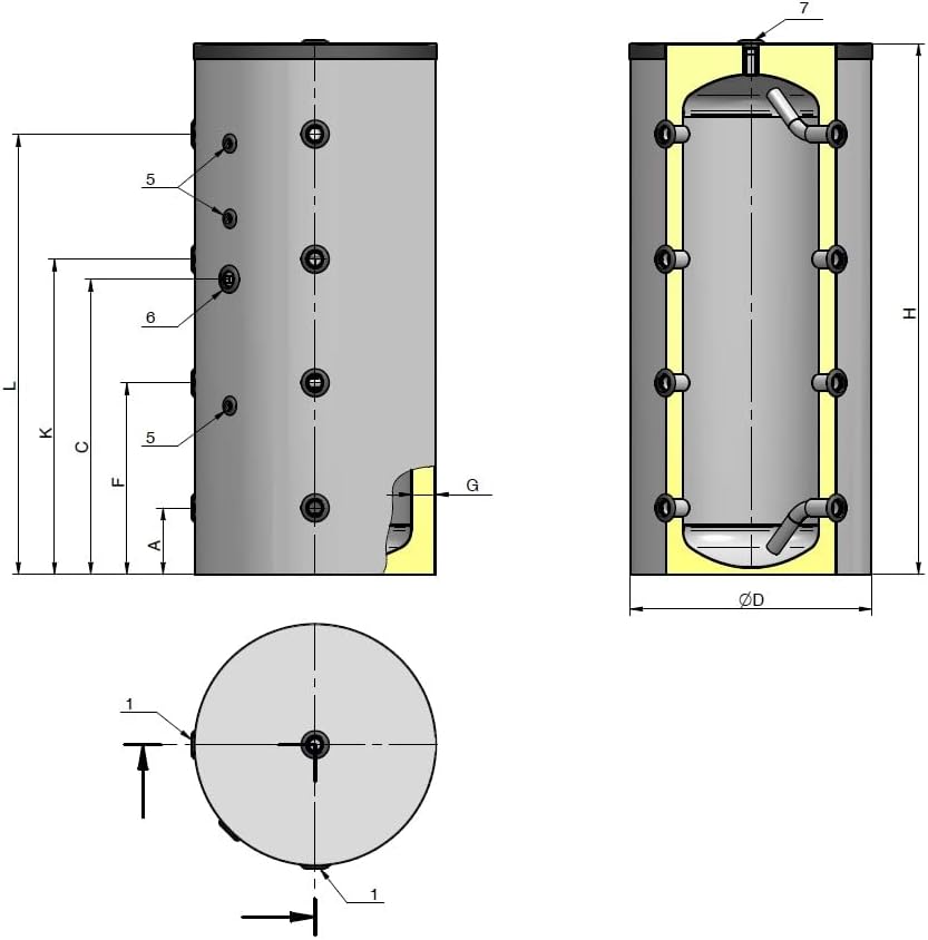 Pufferspeicher ohne Wärmetauscher für Heizungssysteme, BHKW, Wärmepumpen - 300 Liter