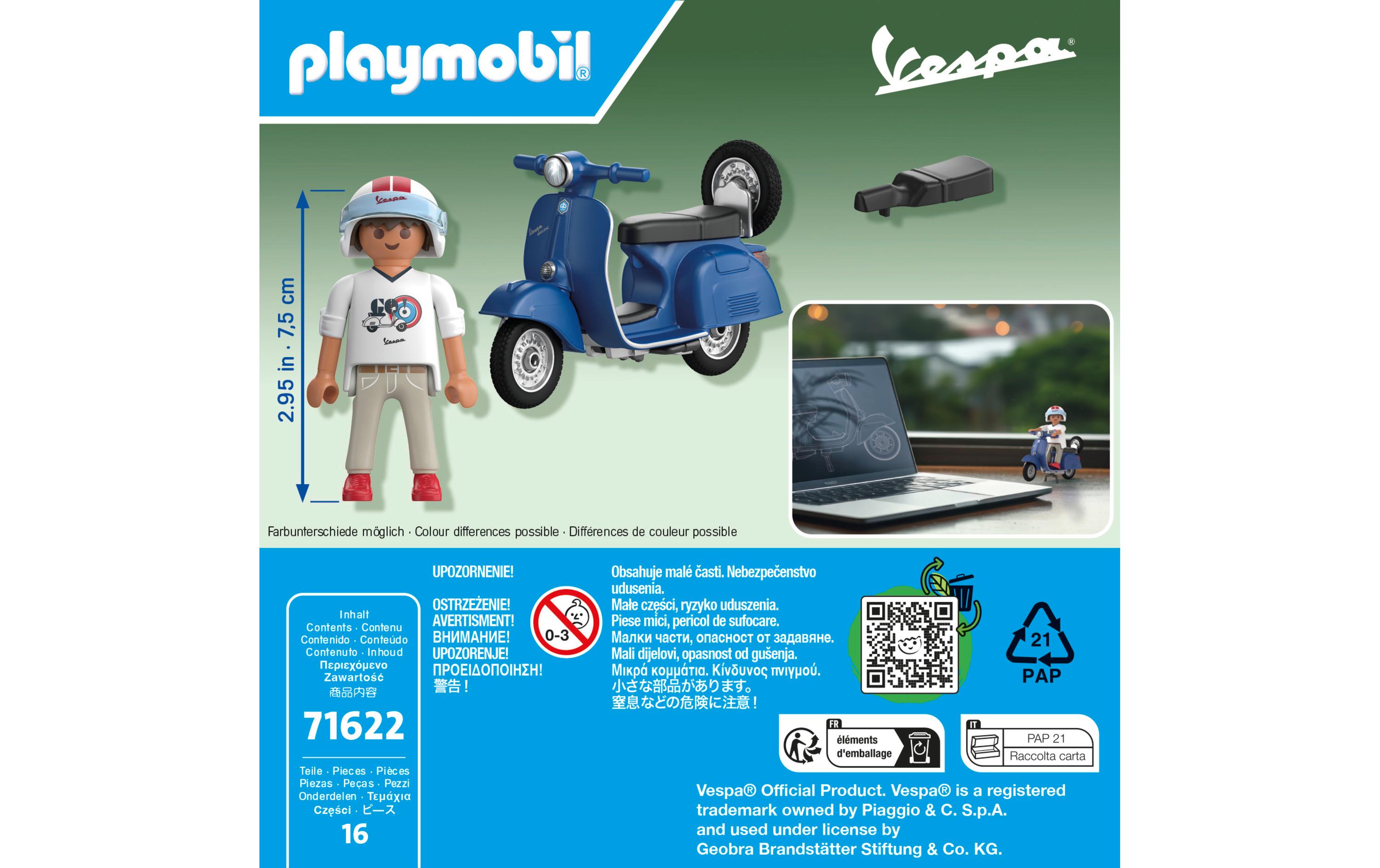 1969 Vespa 150 Sprint Veloce, blau 71622Motorroller-Spielset mit Figur