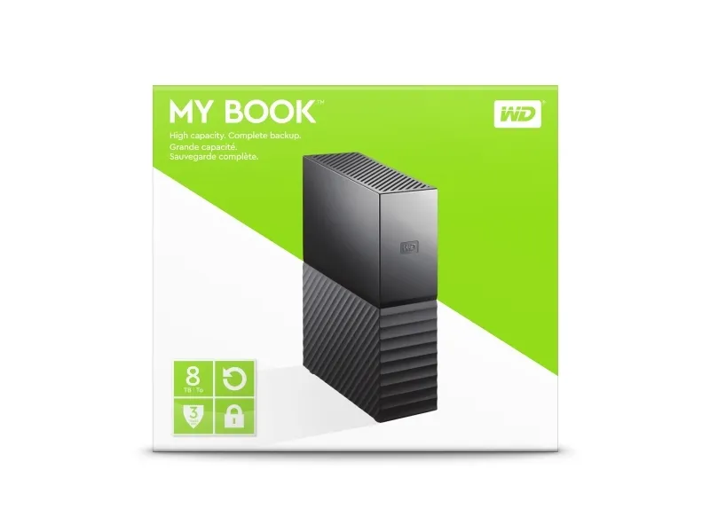 WD My Book WDBBGB0080HBK - Harddisk - krypteret - 8 TB - ekstern (stationær) - USB 3.0 - 256-bit AES - sort