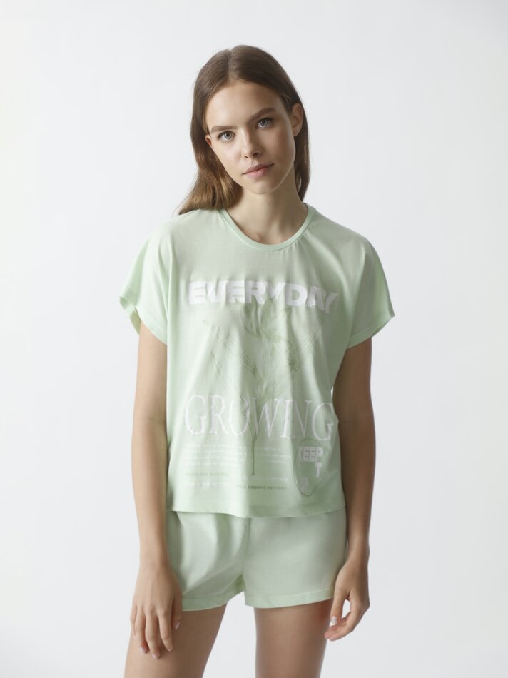 Conjunto de pijama estampado - Verde claro