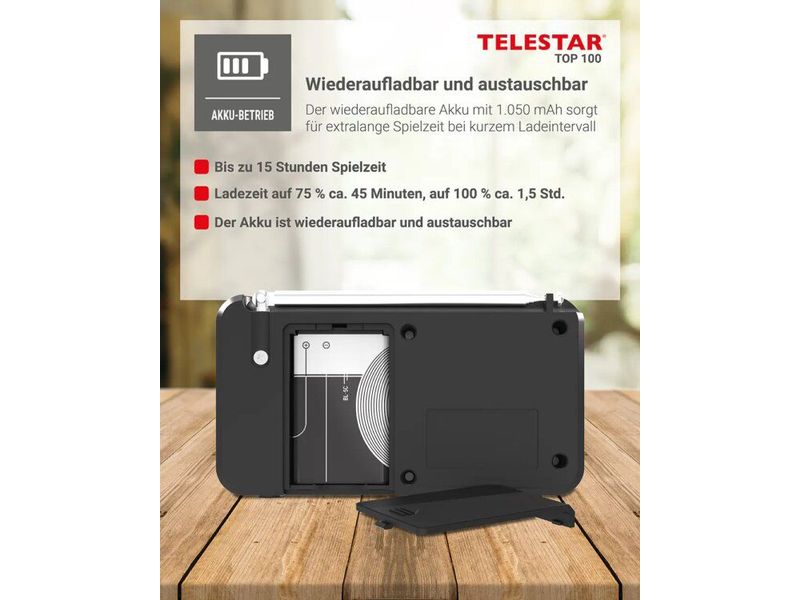 Telestar DAB  Radio TOP 100 Schwarz Portables Mono-Radio mit DAB /FM
