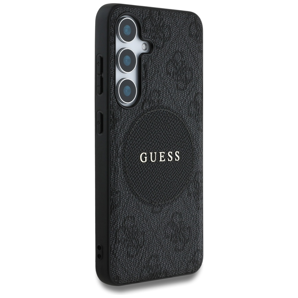 Samsung Galaxy S25  Plus Leder Hardcase Hülle 4G Round Patch Logo MagSafe-Modul (GUHMS25MP4PGRSGK) - Schwarz