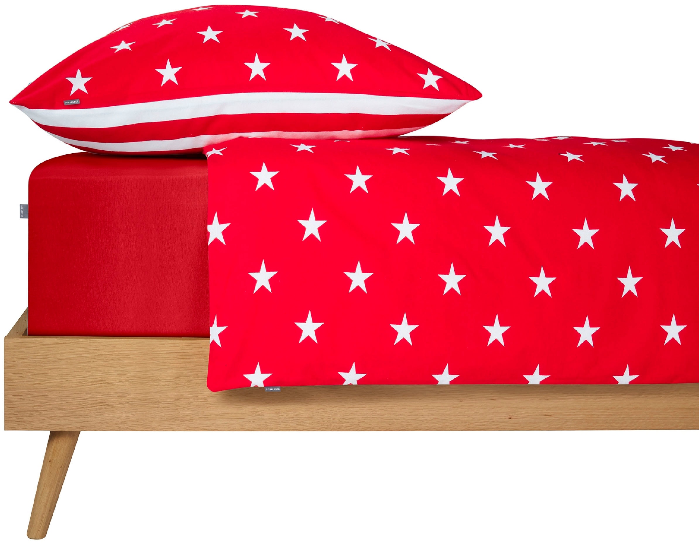 Schiesser Wendebettwäsche »Stars & Stripes aus weicher Baumwolle mit Sternenprint« 2 Stk. tlg. MADE IN GREEN by OEKO-TEX®-zertifiziert
