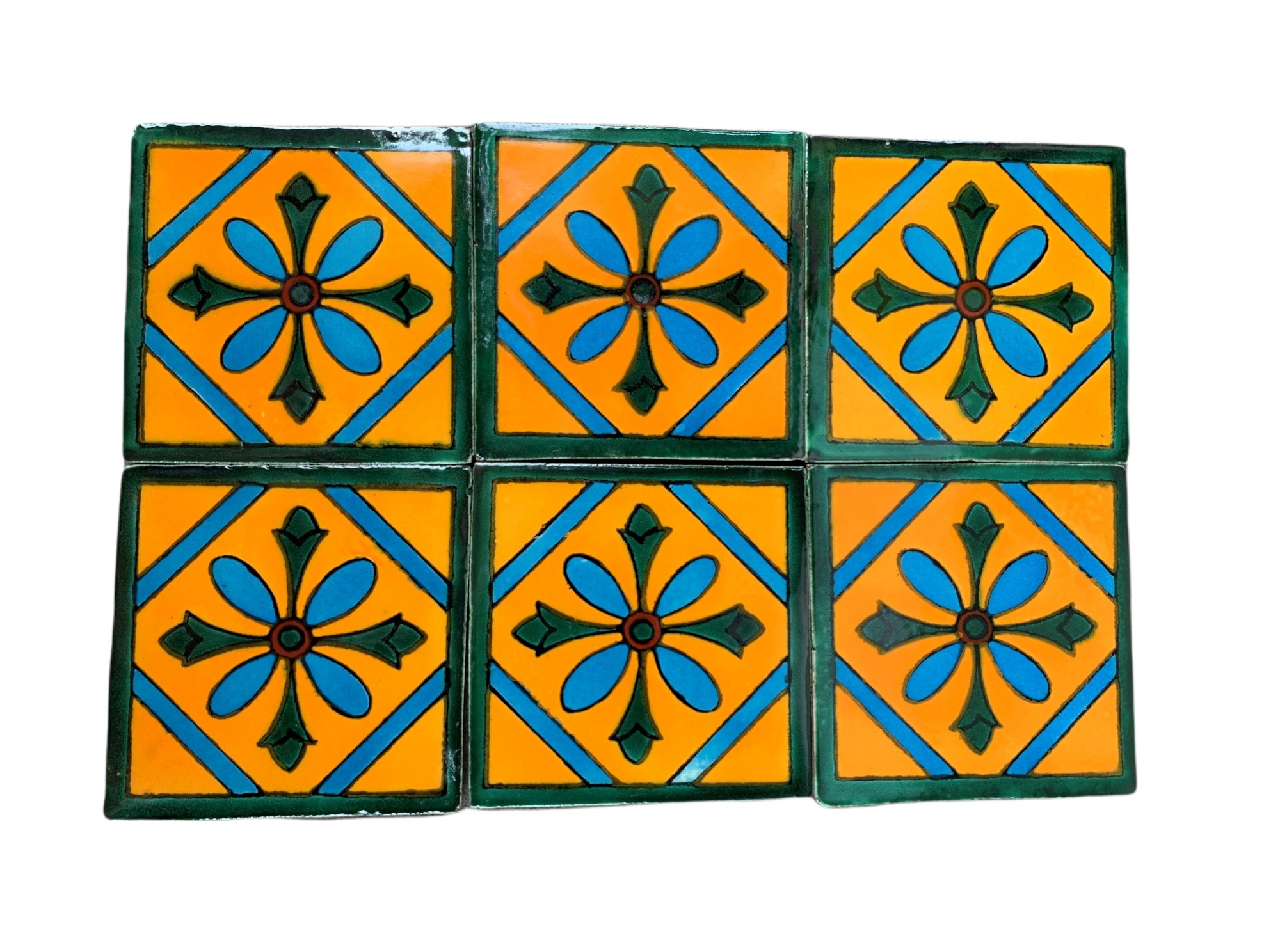 Kachel 'Cruz', gelb, multicolor, T 10 cm, B 10 cm, H 0,5 cm von fischer's lagerhaus