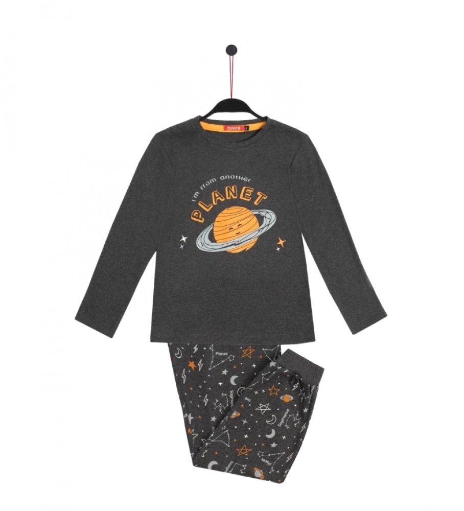 Pijama de manga comprida Admas Planet cinza