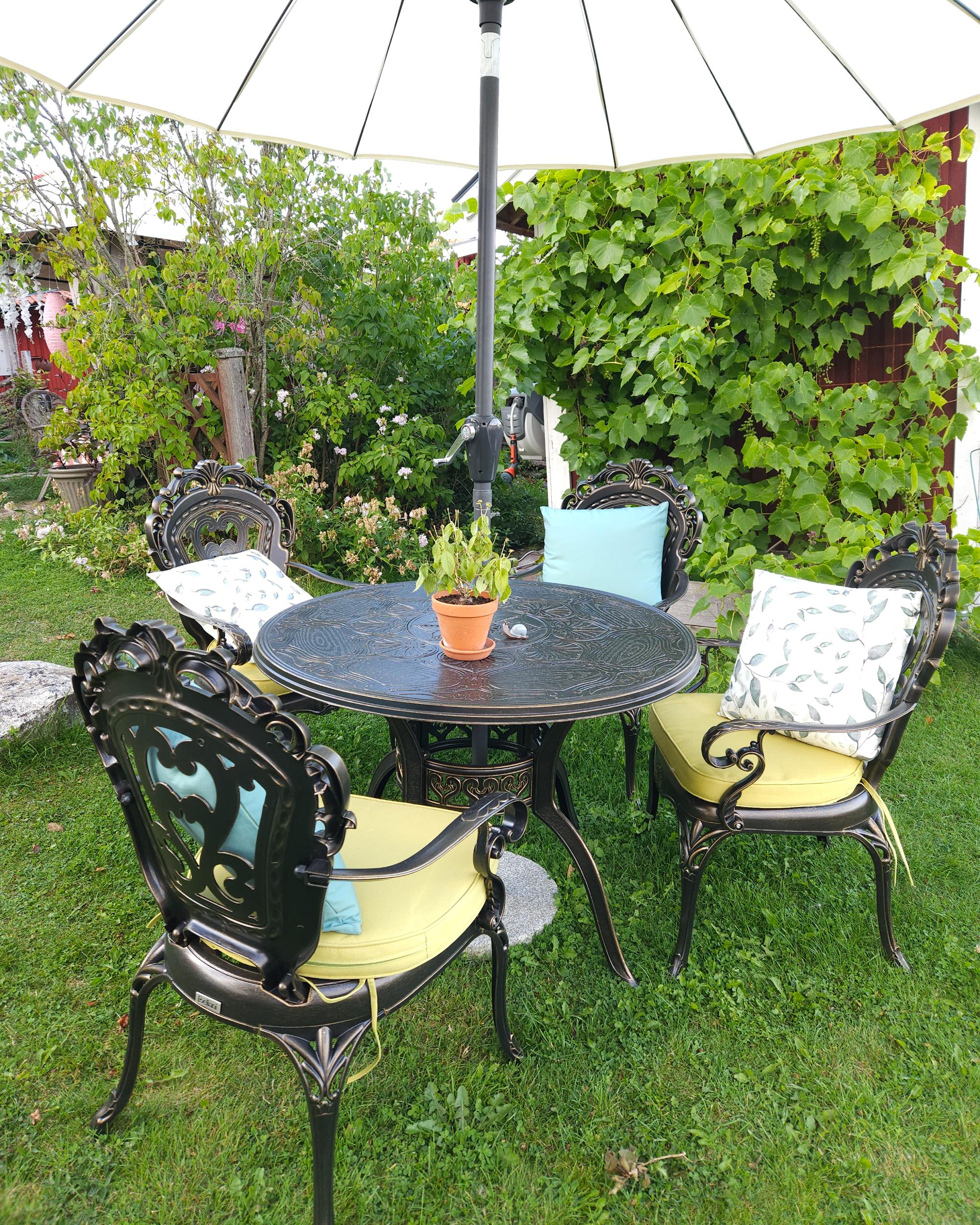 Tuinset 4-zits SAPRI met parasol (16 opties) Metaal Donkerbruin