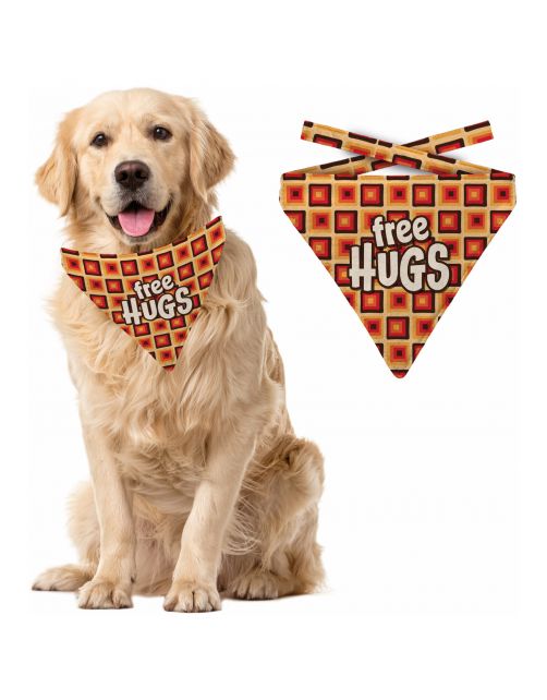 Plenty Gifts Bandana Dog Free Hugs Retro - Cadeau - 20x24x1 cm Rood Bruin L