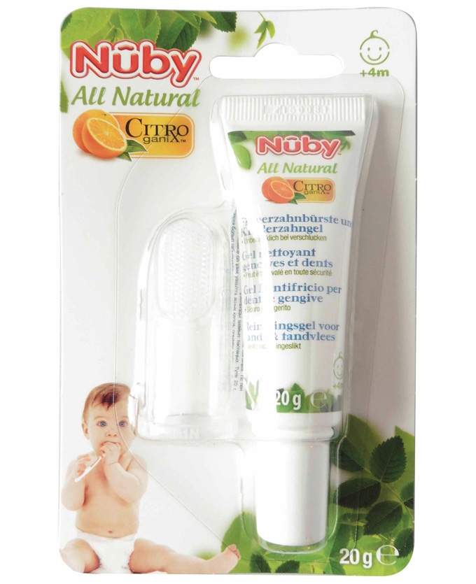 Nûby tandreinigingsgel 20gr + vingertandenborstel 4+ maanden