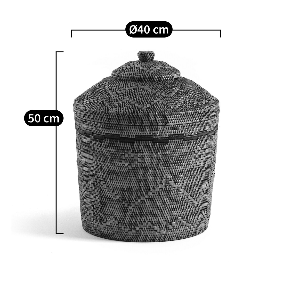 AM.PM<br>Cesta Ø40 x A50 cm em bambu e rattan trançado, Brasil