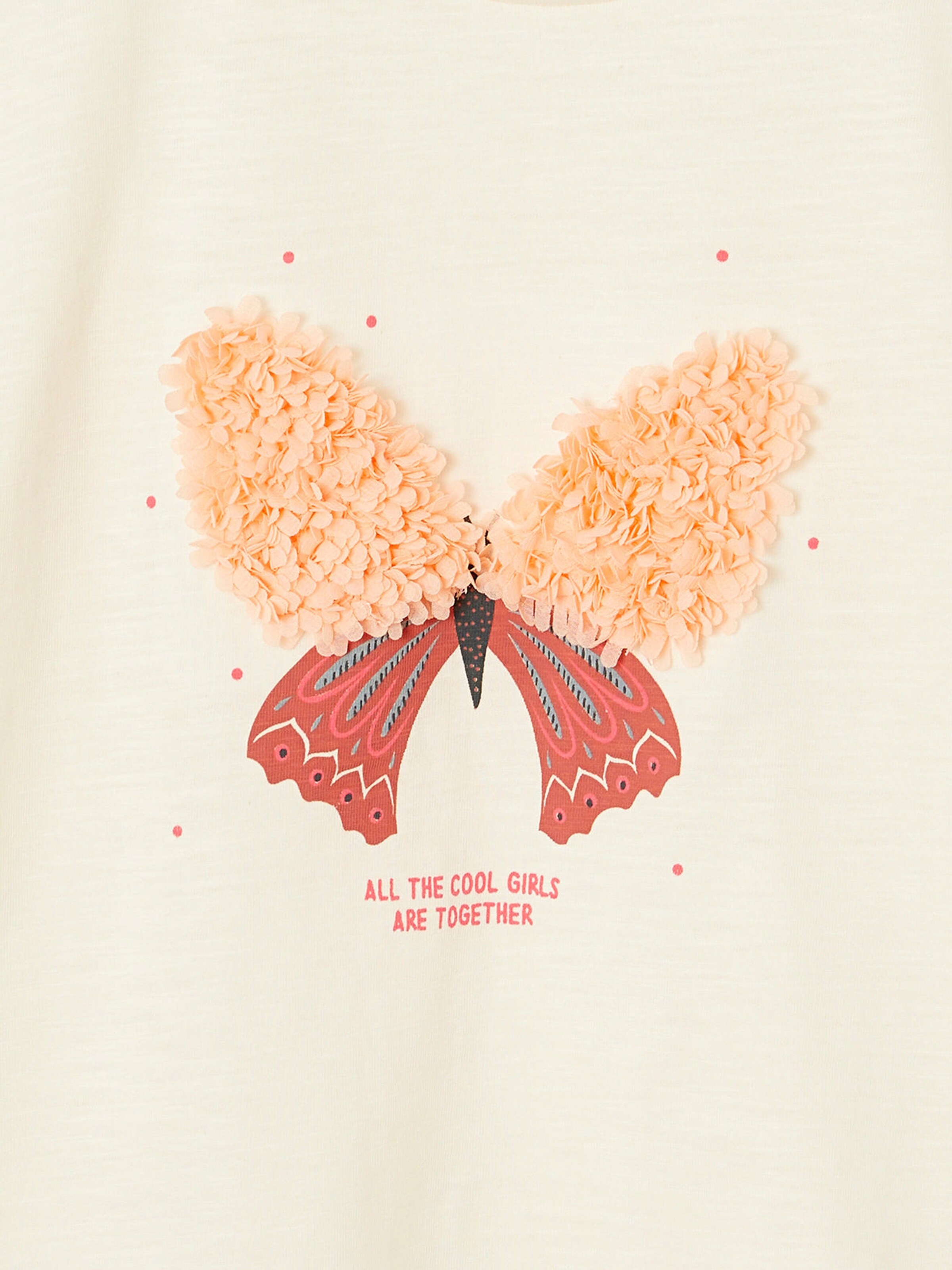 Vertbaudet Mädchen T-Shirt mit Rüschenmotiv vanille