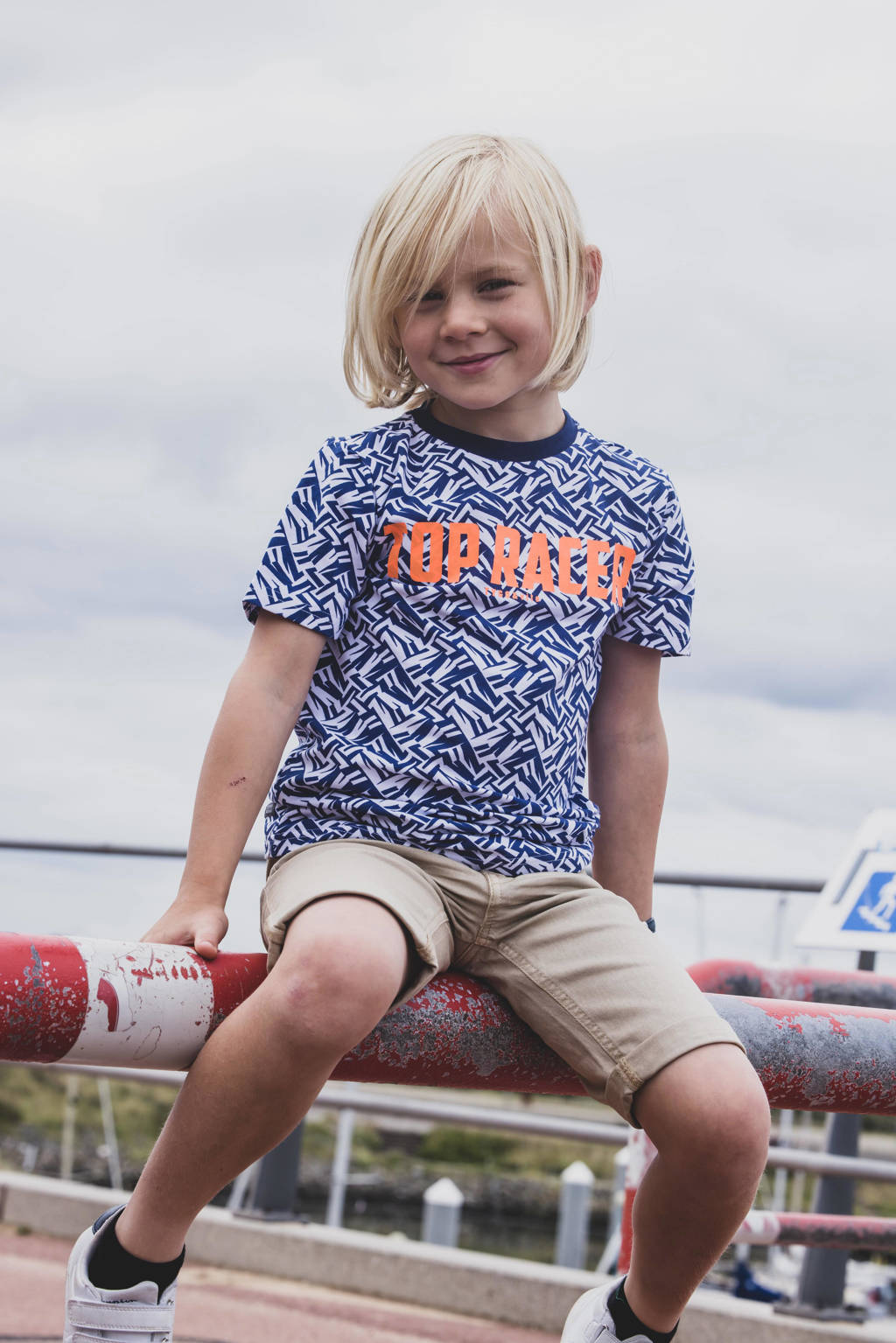 TYGO & vito T-shirt met all over print blauw